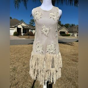 NWT🌷Anthropologie Celandine Swim Suit Cover Up w/ Fringe Detail